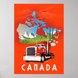 Canada Truck Map Reiseplakat Poster