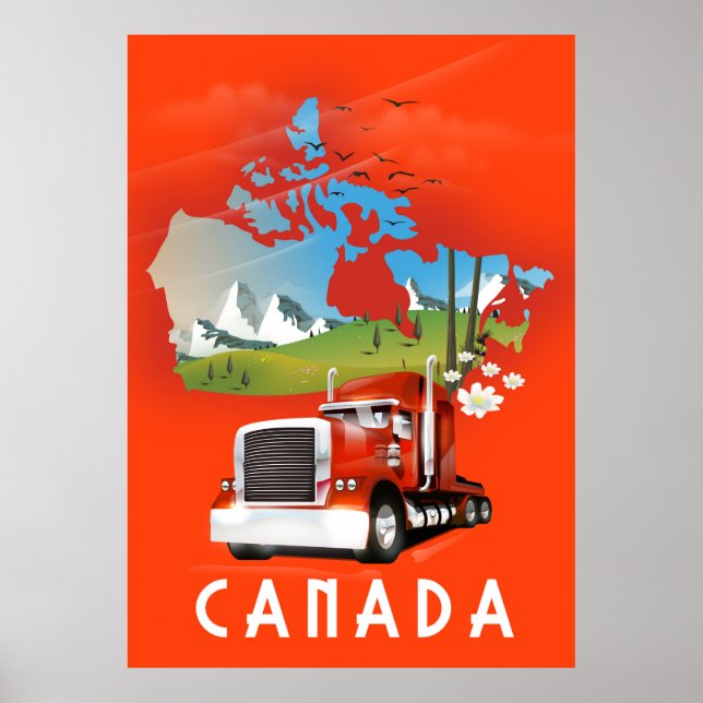 Canada Truck Map Reiseplakat Poster (Vorne)