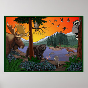 Canada Wildlife Kid's Art Posters & Prints Poster