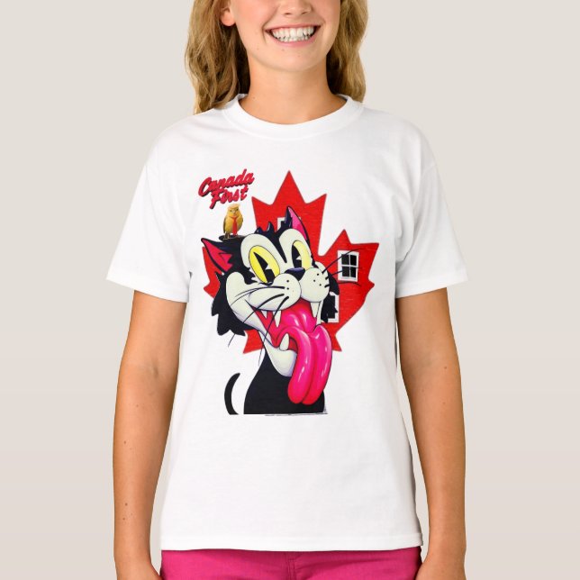 CANADAFIRST WITH CAT & BIRDIE T-Shirt (Vorderseite)