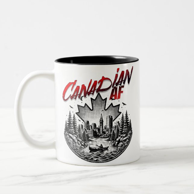 Canadian AF Landschaft Kanuapelblatt Zweifarbige Tasse (Links)