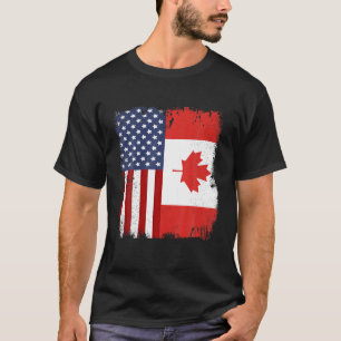 Canadian American Flag Patriotic Lover Pride Ameri T-Shirt