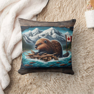 Canadian Beaver Gebäude a Lodge Kissen