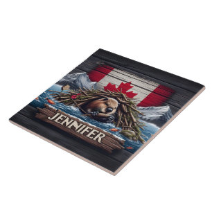 Canadian Beaver Gebäude Staudamm in der Nähe der B Fliese