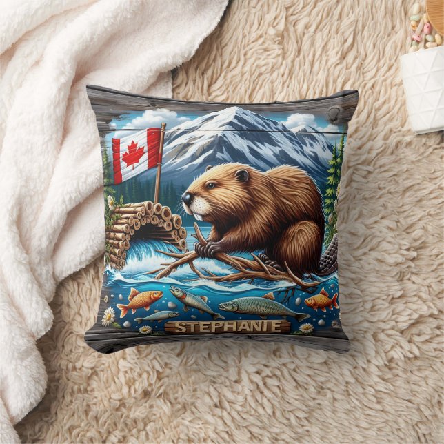 Canadian Beaver Gebäude Staudamm in der Nähe des G Kissen (Decke)