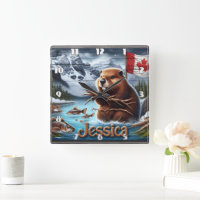 Canadian Beaver Holding Sticks am See