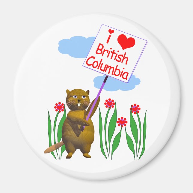 Canadian Beaver Lieben British Columbia Magnet (Vorne)