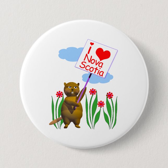 Canadian Beaver Lieben Nova Scotia Button (Vorderseite)