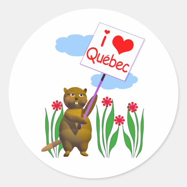 Canadian Beaver Lieben Quebec Runder Aufkleber (Vorderseite)