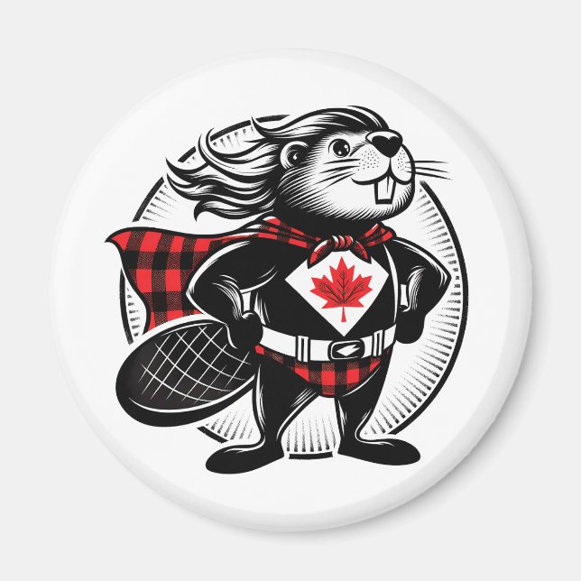 Canadian Beaver Superhero Magnet (Vorne)