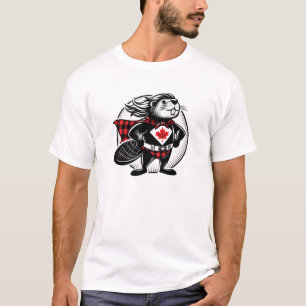 Canadian Beaver Superhero T-Shirt