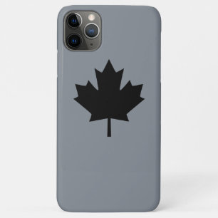 Canadian Black Maple Leaf auf Grau iPhone 11 Pro Max Hülle
