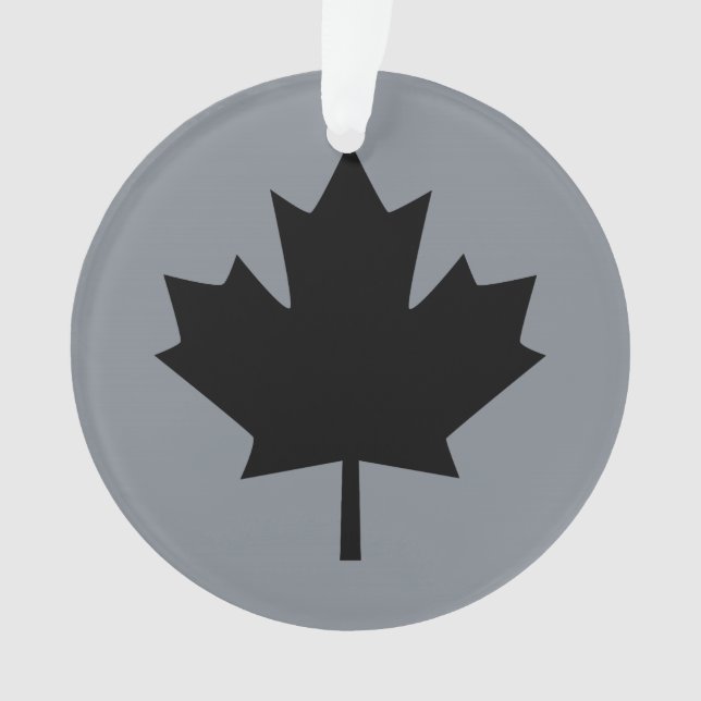 Canadian Black Maple Leaf auf Grau Ornament (Vorderseite)