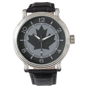 Canadian Black Maple Leaf Design Armbanduhr