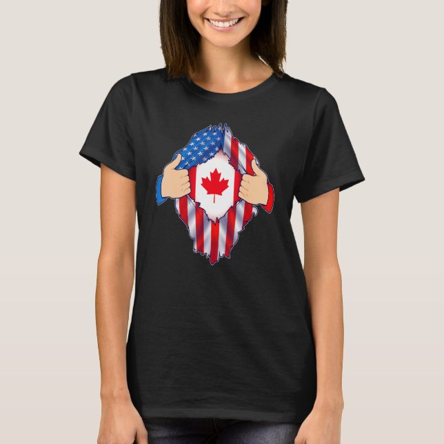 Canadian Blood Inside Me Shir Canada Usa Flag Men  T-Shirt (Vorderseite)