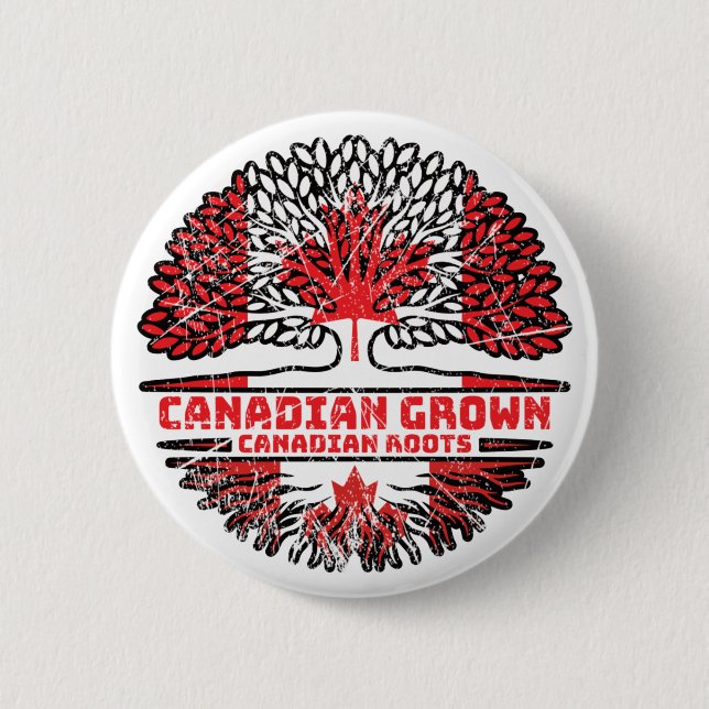 Canadian Canada Tree Roots Flag Button (Vorderseite)