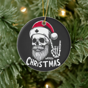 Canadian Christmas Skull Keramik Ornament