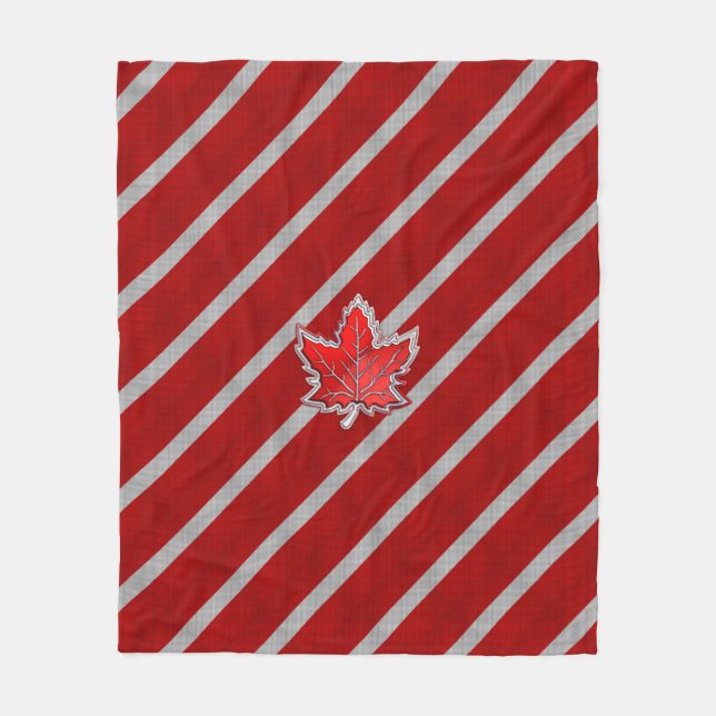 Canadian Chrome Maple Leaf auf Carbon Fibre Stilen Fleecedecke (Vorderseite)