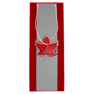 Canadian Chrome Maple Leaf auf Carbon Fibre Stilen Geschenktüte Für Weinflaschen