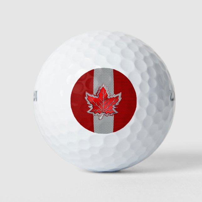Canadian Chrome Maple Leaf auf Carbon Fibre Stilen Golfball (Vorderseite)
