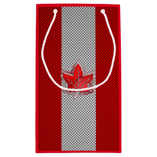 Canadian Chrome Maple Leaf auf Carbon Fibre Stilen Kleine Geschenktüte (Rückseite)