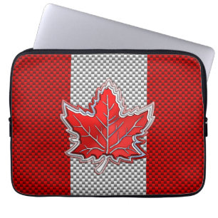 Canadian Chrome Maple Leaf auf Carbon Fibre Stilen Laptopschutzhülle