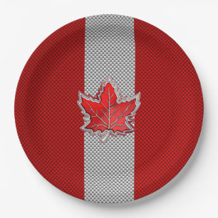 Canadian Chrome Maple Leaf auf Carbon Fibre Stilen Pappteller