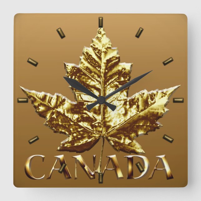 Canadian Clock Gold Medal Canada Souvenir Clock Quadratische Wanduhr (Vorderseite)