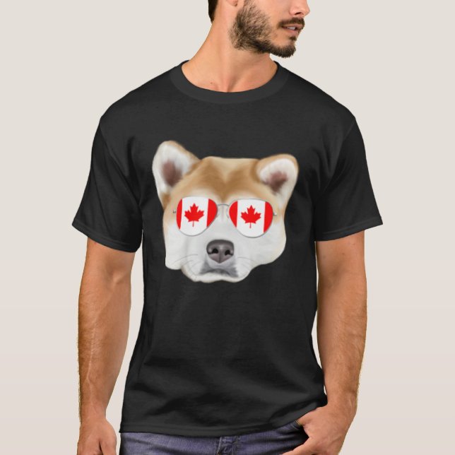 Canadian Flag Akita Dog Canada Pocket T-Shirt (Vorderseite)
