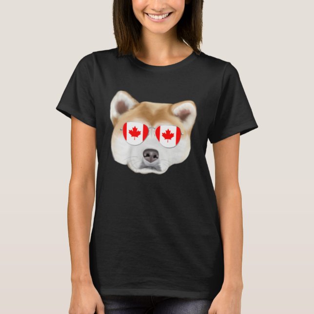Canadian Flag Akita Dog Canada Pocket T-Shirt (Vorderseite)