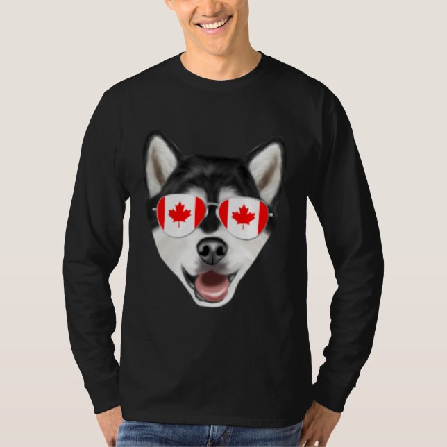 Canadian Flag Alaskan Malamute Dog Canada Pocket T-Shirt (Vorderseite)