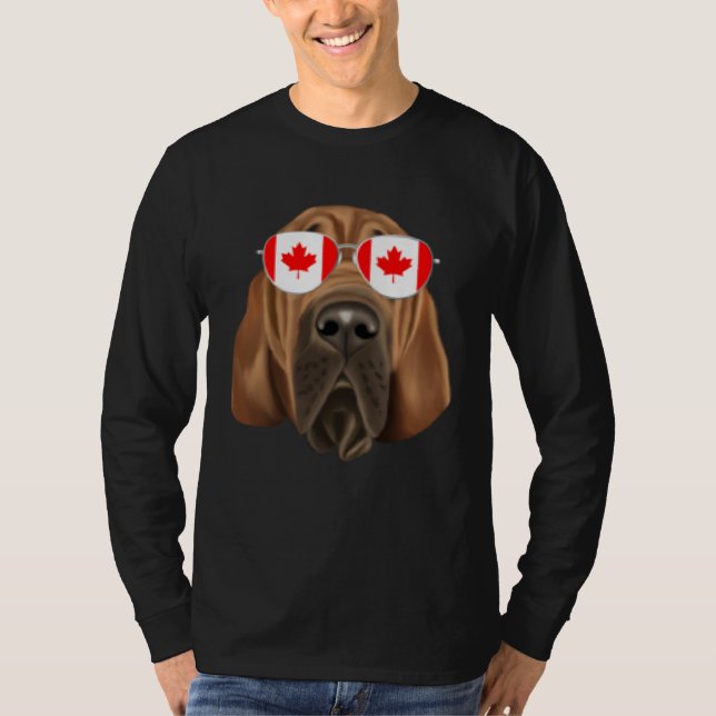 Canadian Flag Bloodhound Dog Canada Pocket T-Shirt (Vorderseite)