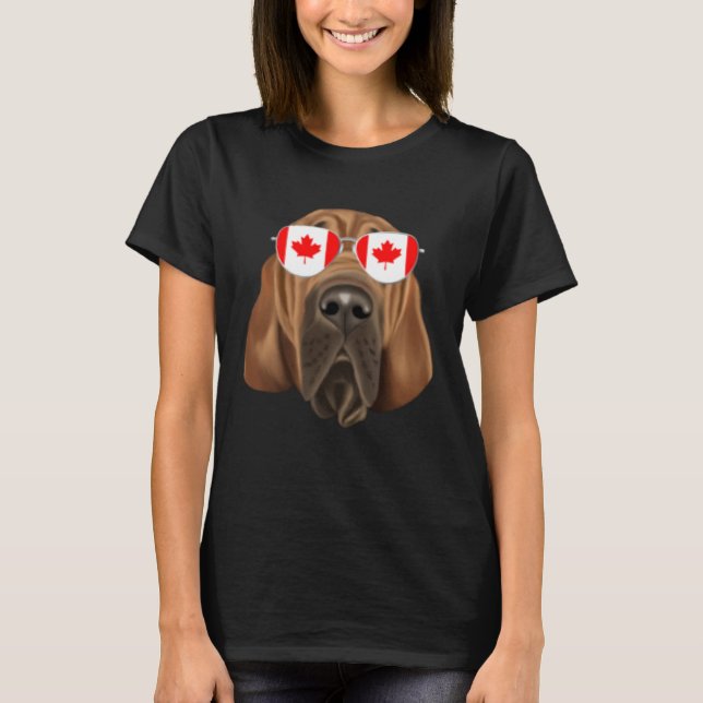 Canadian Flag Bloodhound Dog Canada Pocket T-Shirt (Vorderseite)