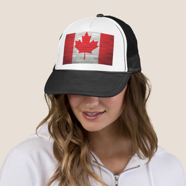 Canadian Flag Brick Wall Canada Maple Hat Truckerkappe (Beispiel)