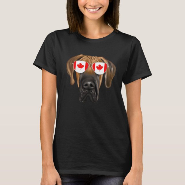 Canadian Flag Brown Great Dane Dog Canada Pocket T-Shirt (Vorderseite)