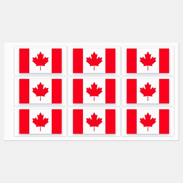 Canadian flag. CANADA.  Etiketten (Blatt)