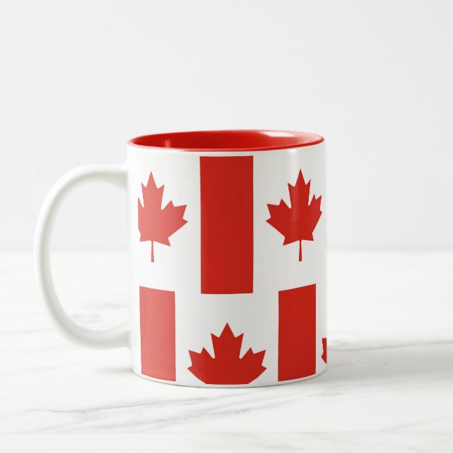 Canadian Flag Coffee Cup Canada Leaf Patriotic Mug Zweifarbige Tasse (Links)