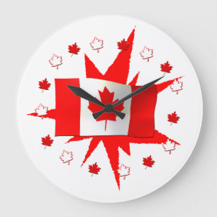 Canadian Flag Design Große Wanduhr