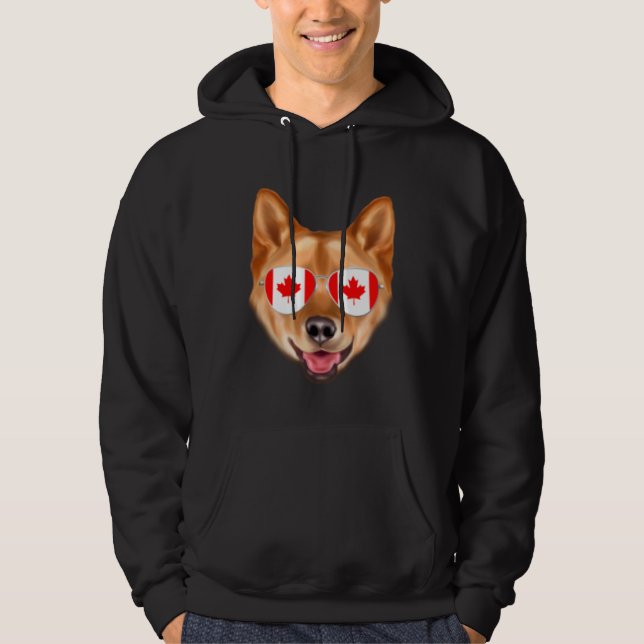 Canadian Flag Finnish Spitz Dog Canada Pocket Hoodie (Vorderseite)