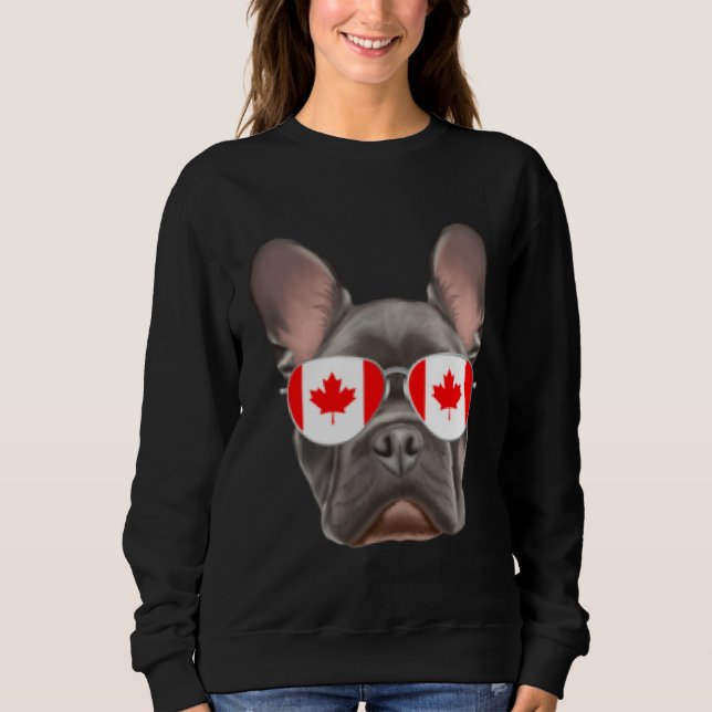 Canadian Flag French Bulldog Dog Canada Pocket Sweatshirt (Vorderseite)