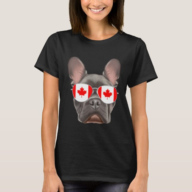 Canadian Flag French Bulldog Dog Canada Pocket T-Shirt (Vorderseite)