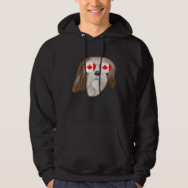 Canadian Flag Lhasa Apsos Dog Canada Pocket Hoodie (Vorderseite)