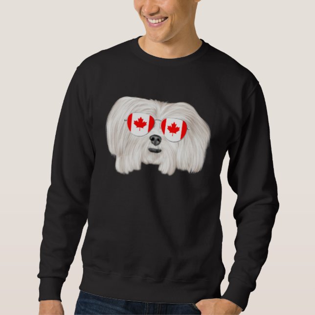 Canadian Flag Maltese Dog Canada Pocket Sweatshirt (Vorderseite)