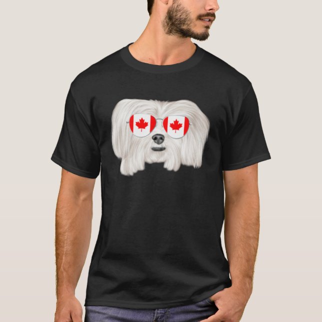 Canadian Flag Maltese Dog Canada Pocket T-Shirt (Vorderseite)