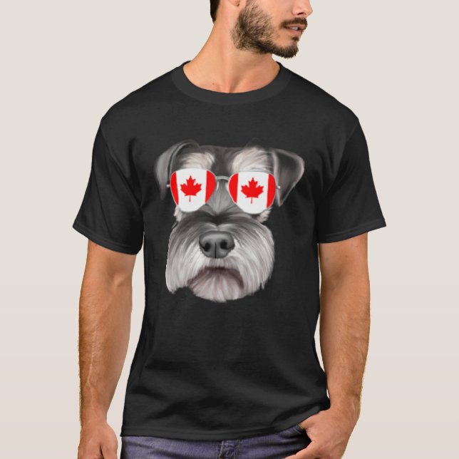 Canadian Flag Miniature Schnauzer Dog Canada Pocke T-Shirt (Vorderseite)