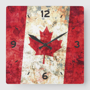 Canadian Flag Quadratische Wanduhr