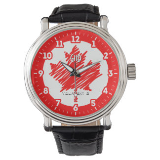 Canadian Flag Red Maple Leaf Personalisieren Sie e Armbanduhr
