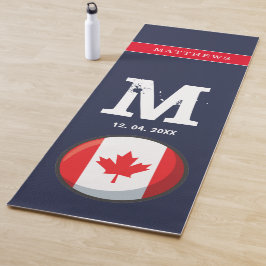 Canadian flag Red White Blue Patriotic Monogram Yogamatte