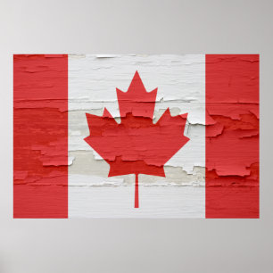 Canadian Flag Weathered Paint Poster