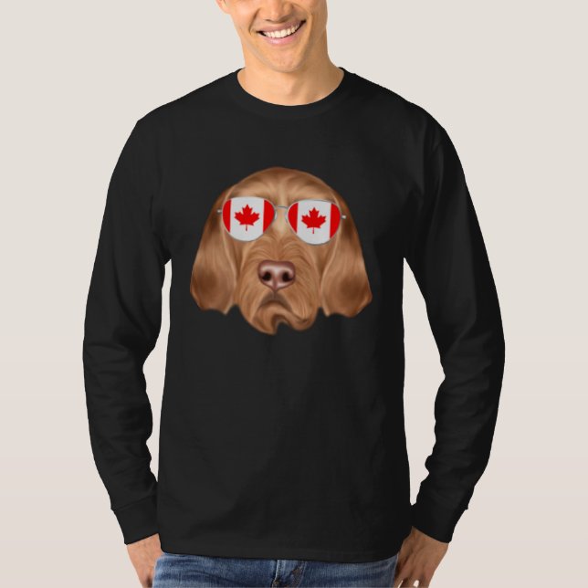 Canadian Flag Wirehaired Vizsla Dog Canada Pocket T-Shirt (Vorderseite)
